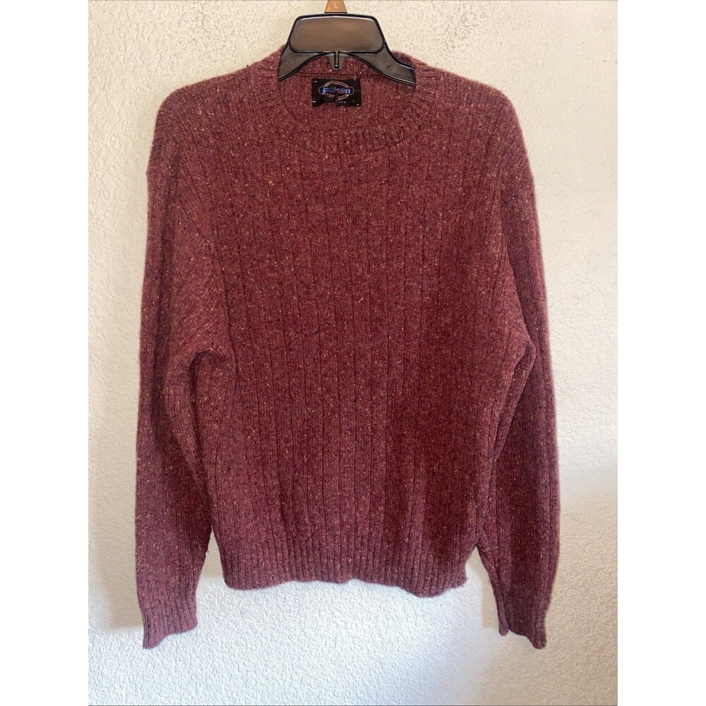 Jantzen Wool Sweater Crew Fisherman Luxury Vintage Women L Fair Aisle USA Thick